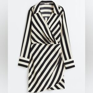 Striped cinched waist shirt dress